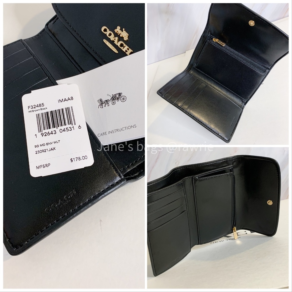 New Coach Signature Medium Envelope Trifold Wallet - Picture 3 of 3
